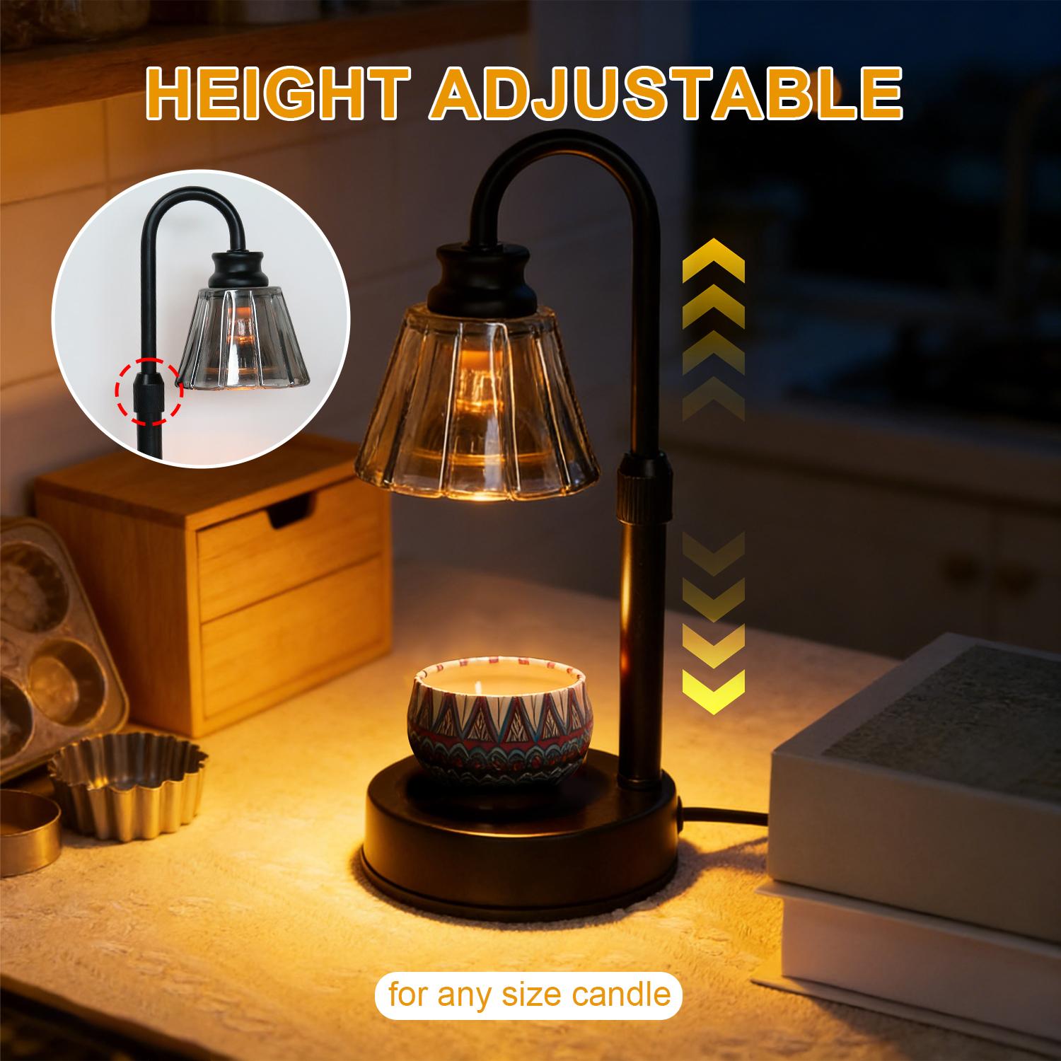 Candle warmer lamp with 2/4/8-hour timer and dimmable function, height adjustable wax melt warmer, suitable for jar candles, flameless home fragrance lamp, ideal as a birthday gift for women and moms, and a housewarming gift