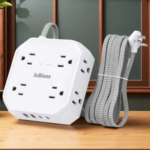 Surge Protector Power Strip, 5Ft Braided Extension Cord with 8 Outlets with 4 USB (2 USB C) Charging Ports, Flat Plug Multi Plug Outlet Extender Charging Station for Home Office