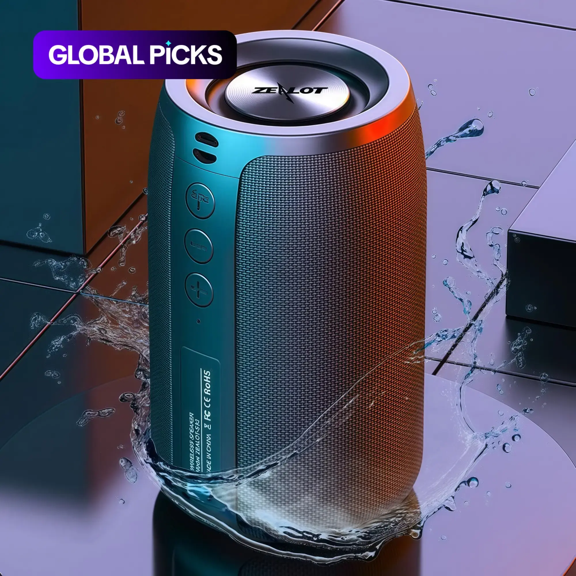 ZEALOT S32 Portable Wireless Bluetooth Speaker, Rechargeable IPX4 Waterproof Speaker with Stereo Pairing for iOS & Android, Deep Bass Desktop Outdoor Beach Speaker Rechargeable Waterproof Speakers #GLOBAL PICKS