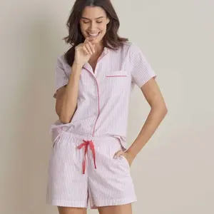 Printed Poplin Women's Shorts Set - Blush Stripe O