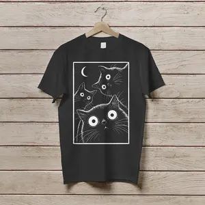 Vintage Black Cat Moon Shirt, Funny Cats T-Shirt, Retro Kitten Shirts, Cat Lover Gift, Meme Shirt, Cute Cat Shirt, Gothic Witchy Cat Tee