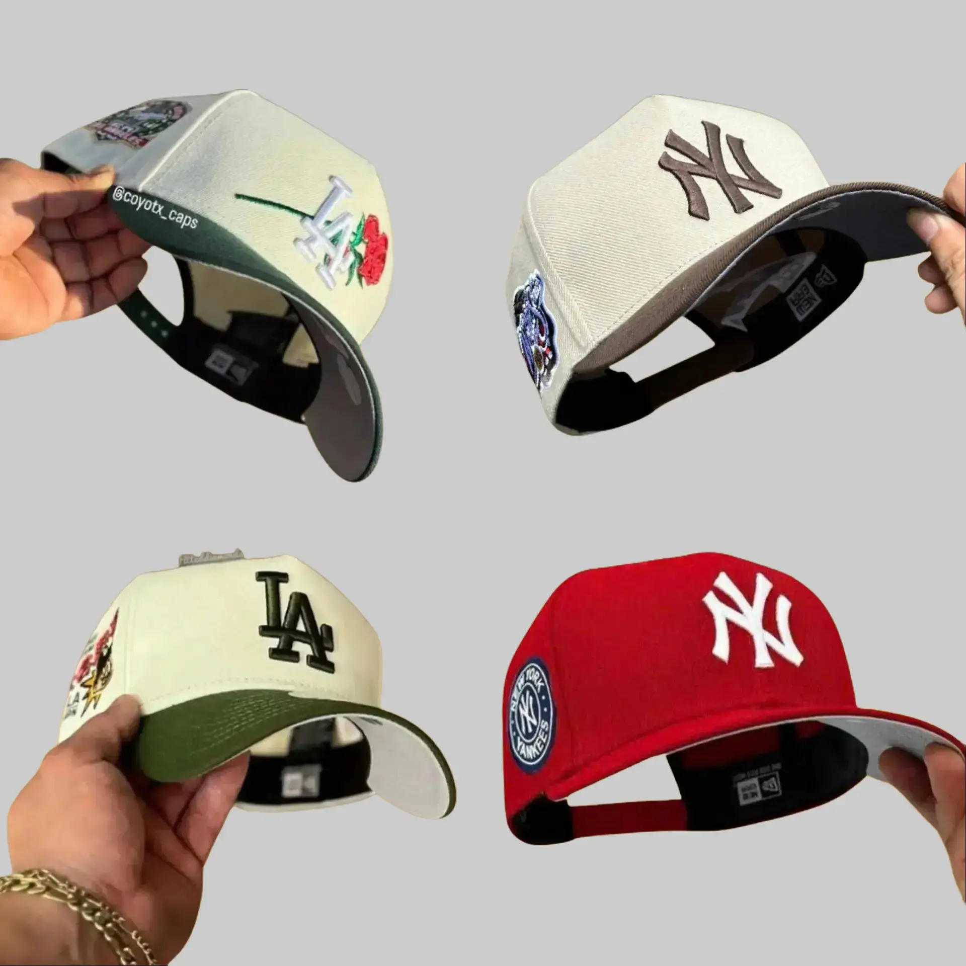 New Era MLB Dodgers & Yankees 59FIFTY Fitted Snapback Hat – Unisex Baseball Cap for Men Women, Unisex Streetwear Sombrero, Urban Fashion USA.