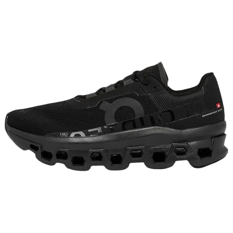 On Cloudmonster 'All Black' Men's, Sneakers, Running, Outdoor, Cloudtec Performance Technology, Performance Sneaker, Smooth Transitions, No, Lightweight, Max Cushioning, Supportive