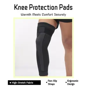 Unisex knee Protection pads made of high-stretch fabric with Velcro straps | Knee Protection for Warmth, old cold legs for men and women, old man long sleeve for anti slip leg protection in winter and Spring