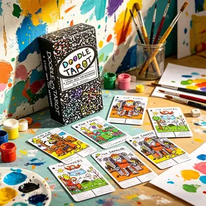 78 Tarot Cards Set, DOODLE TAROT,Artistic Tarot Cards, Beginner's Divination Deck, Festival Party Interactive Creative Fun Divination Card Game, Tarot Card Decks