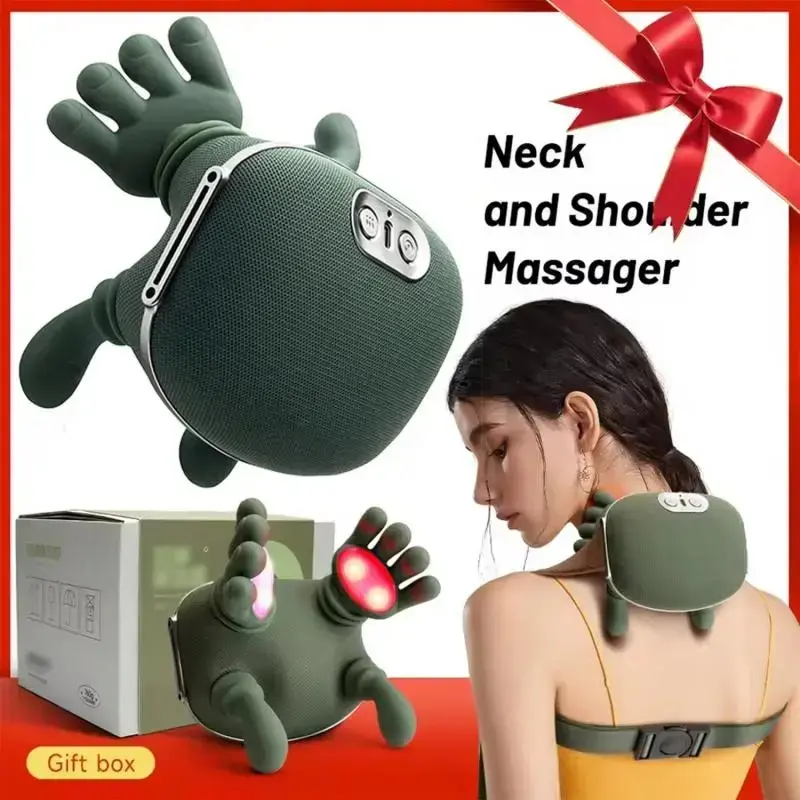 Upgraded brushless motor neck massager Electric Cervical Massager Bionic HandHeating Wireless Portable 3D Kneading Massage for Pain Relief deep Tissue，Leg Neck & Back Massager & Lightweight Gift