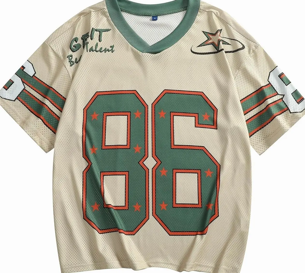 Unisex Y2K Graphic Short Sleeve V-Neck Football Jersey, Baggy Oversized Summer Tops