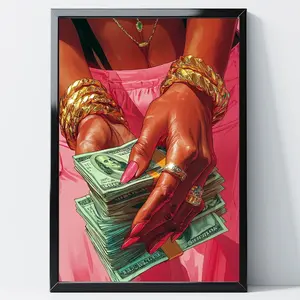 Luxury Money Poster, Jewelry Illustration Wall Art, Pink Aesthetic Rich Girl Print
