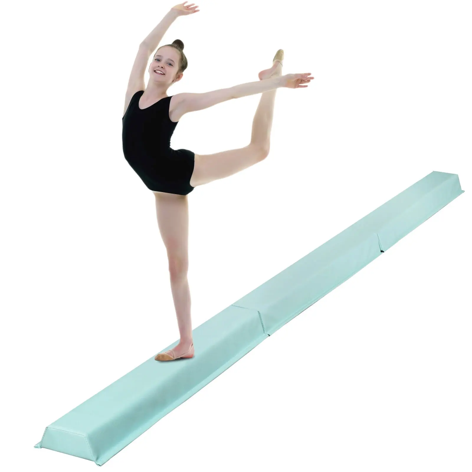 Segawe Portable Folding Floor Balance Beam - PVC Cover, Anti-Slip Bottom, 2 Sizes (6FT/9FT) Gymnastics Gym Equipment for Beginner Kids, Home Training Use