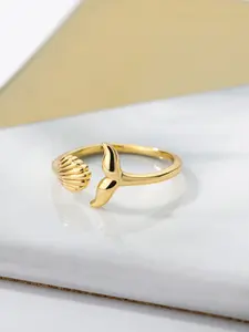 Elegant Mermaid Tail & Shell Open Ring for Women, Adjustable Ocean Theme Jewelry, Perfect for Weddings & Daily Wear, Fashionable Accessory