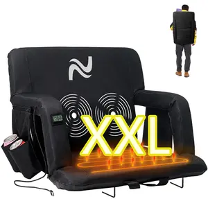 SLSY Heated Massage Stadium Seats, Bleacher Seat with Back & Arm Support, 3 Levels of Heat, 6 Reclining Positions Stadium Seating Bleacher Seats for Sports Events, Outdoor, Hiking, Travel 【Batteries not included】