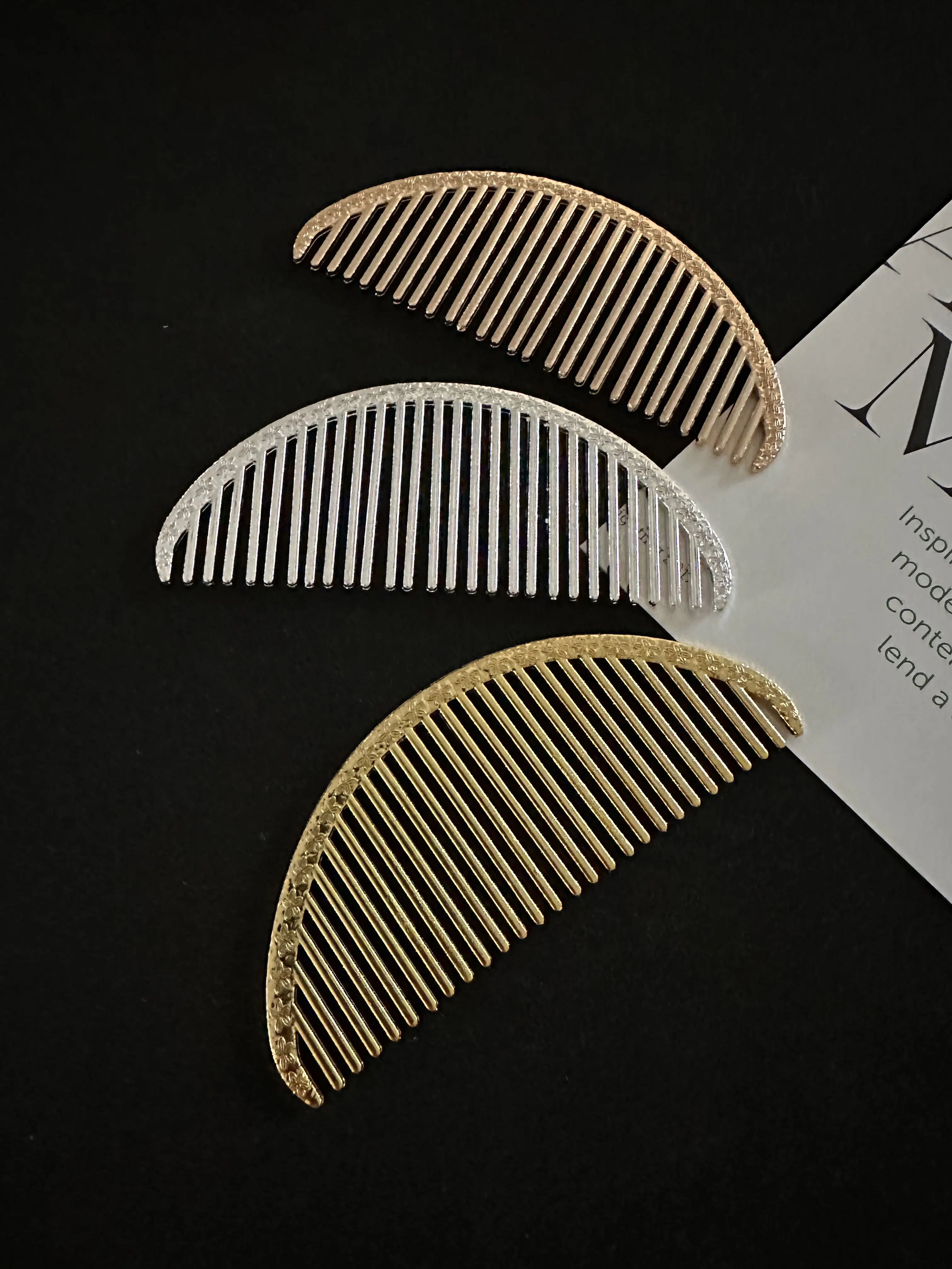 Women's Metal Hair Combs - Alloy Hair Accessory with Silver, Gold, or KC Gold Finish, Casual Style for Everyday Wear or Special Occasions