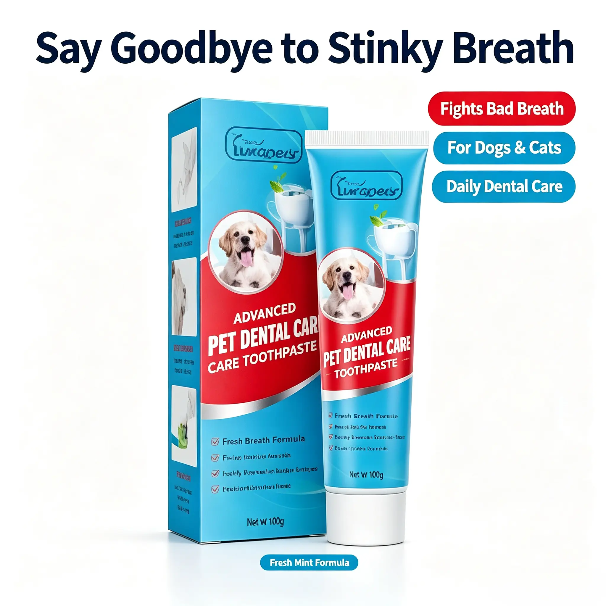 Dog & Cat Oral Care Toothpaste - Advanced Formula for Daily Brush, Clean Teeth, Plaque Control and Fresh Breath
