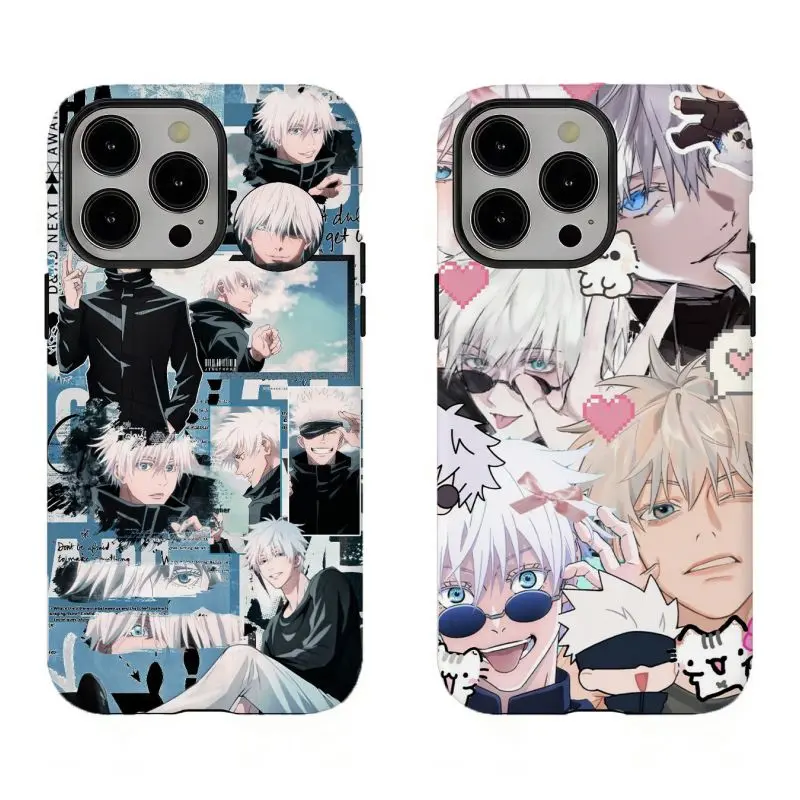 Anime Aesthetic Custom Rubber Smartphone Casing - Gojo Satoru Collage Print, Shock-Resistance Handheld Cellphone Cover, Stylish Protective Accessory for iPhone 17/16/15/14/13/12/11 ProMax Plus & Samsung Devices, Fan Gift