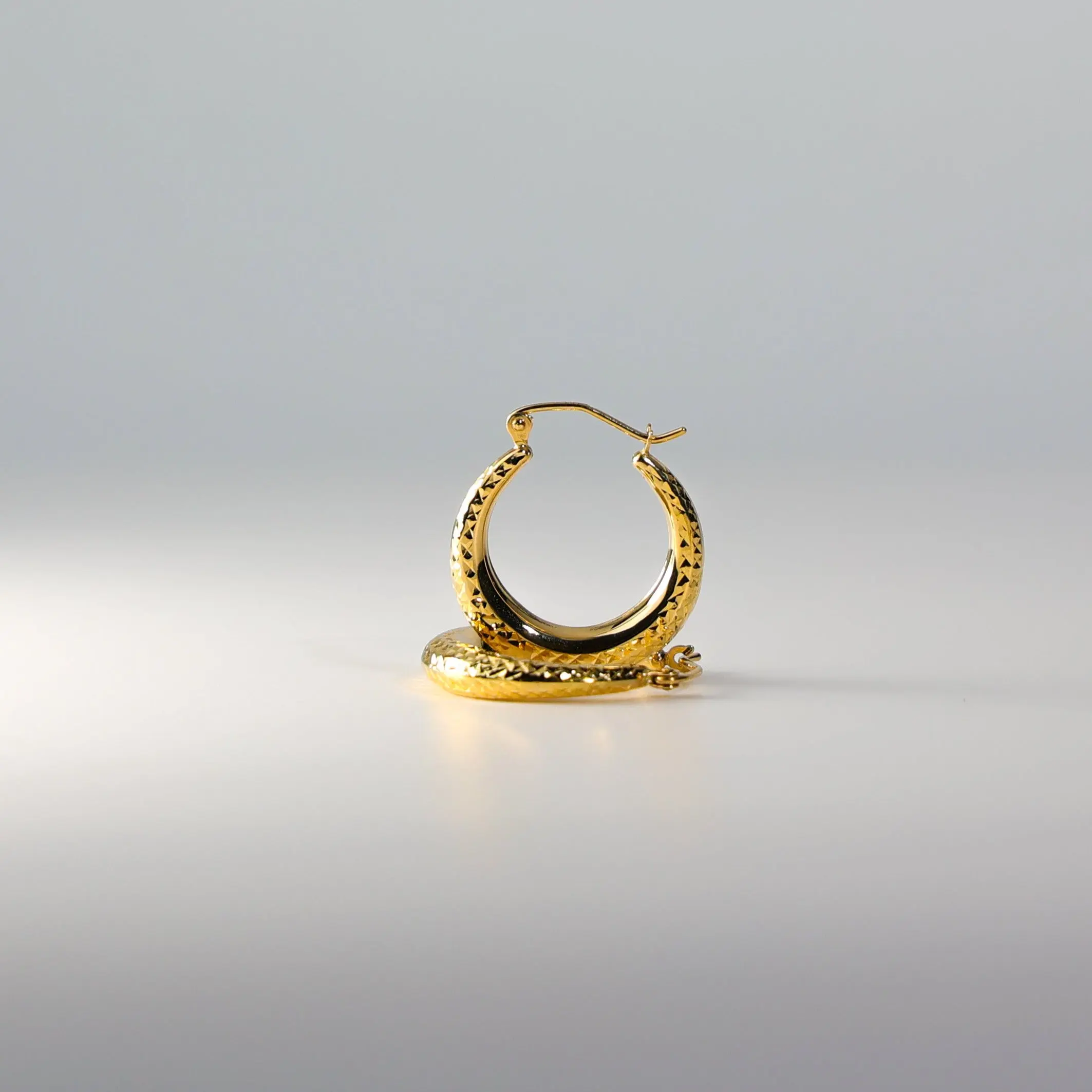 14K Gold Huggie Hoop Earrings 15MM Width - Model 12