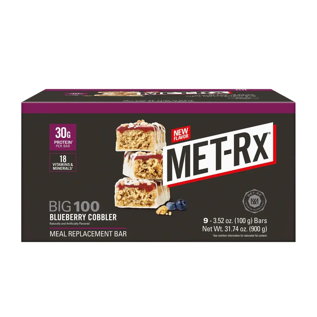 MET-Rx BIG 100 Nutrition Protein Snack Meal Replacement Bar - Blueberry Cobbler Flavor - 9 Pack