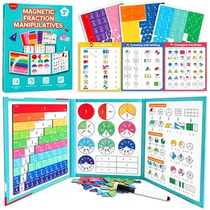 Magnetic Fraction Manipulatives, Kids Visual Magnetic Fraction Math Learning Kit,Foldable Portable Fraction Tiles & Circles, Homeschool Classroom Math Teaching Tools for Elementary Students,Hands-On Math educational learning tools for Ages 3+