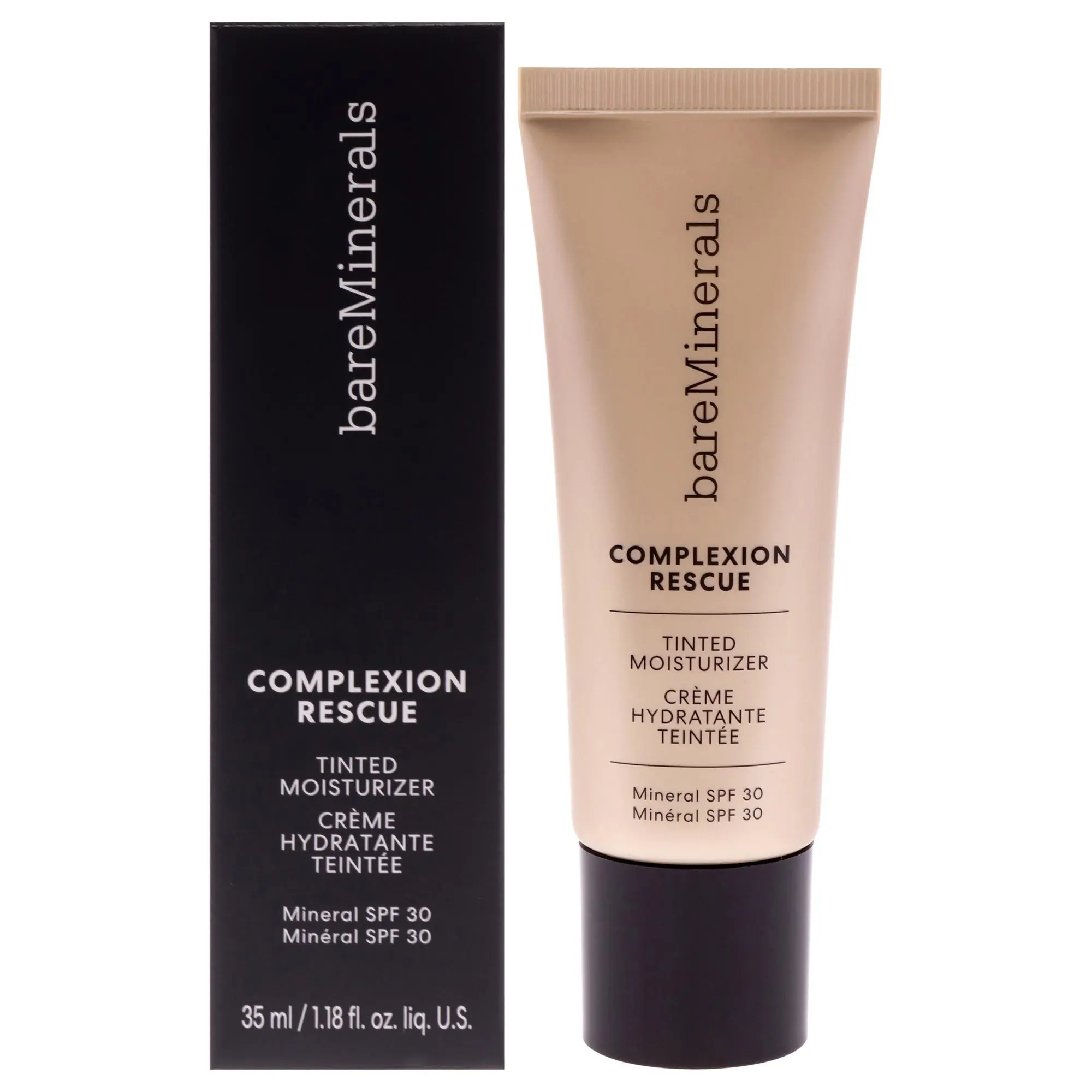 bareMinerals Complexion Rescue Tinted Moisturizer - Natural Mineral Base, Moisturizing, Hydrating, UV Protection SPF 30, Daily Wear, Women's 02 Vanilla, 1.18 oz (35ml) Tube Makeup, Sun Protection