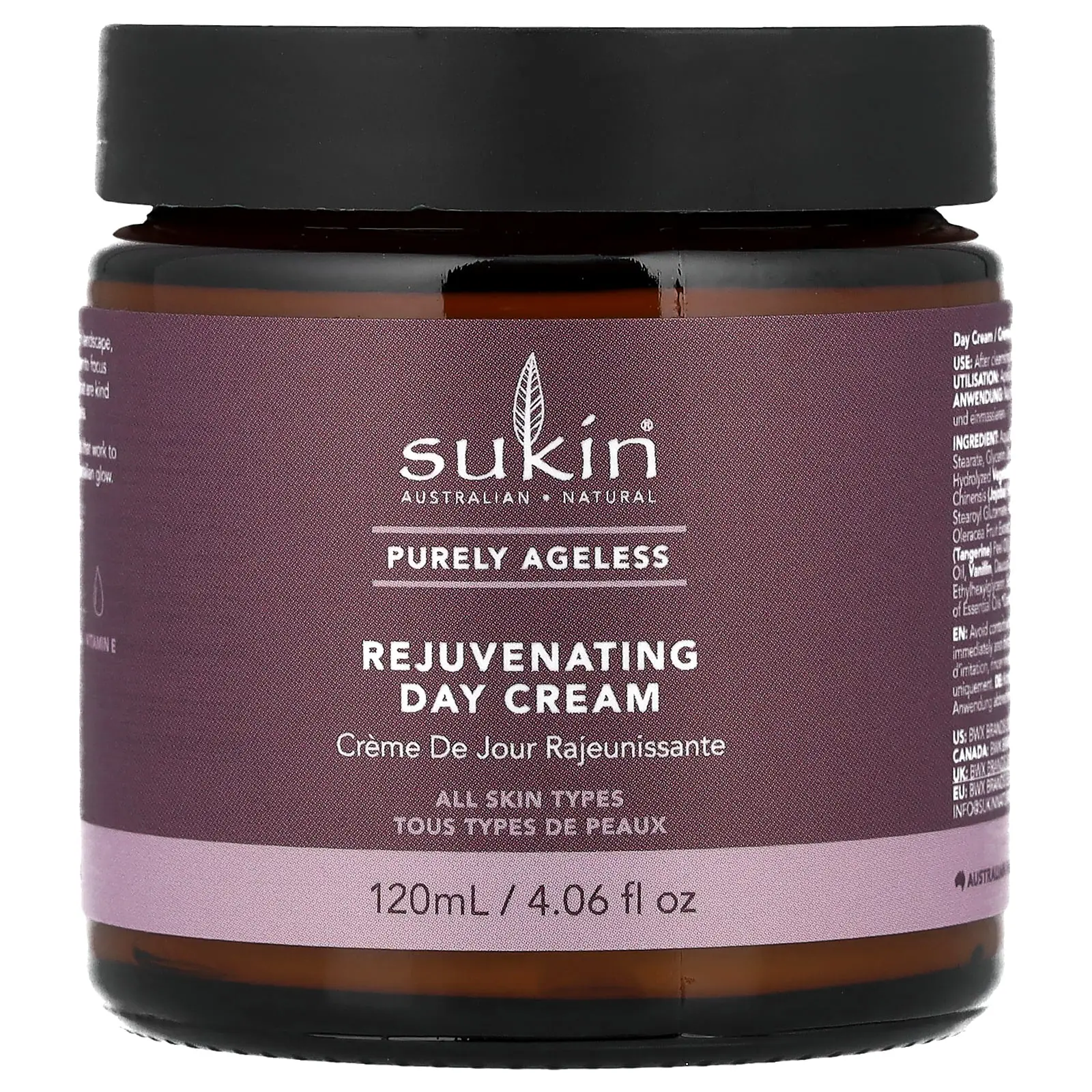 Sukin Purely Ageless, Rejuvenating Day Cream, All Skin Types, 4.06 fl oz (120 ml)