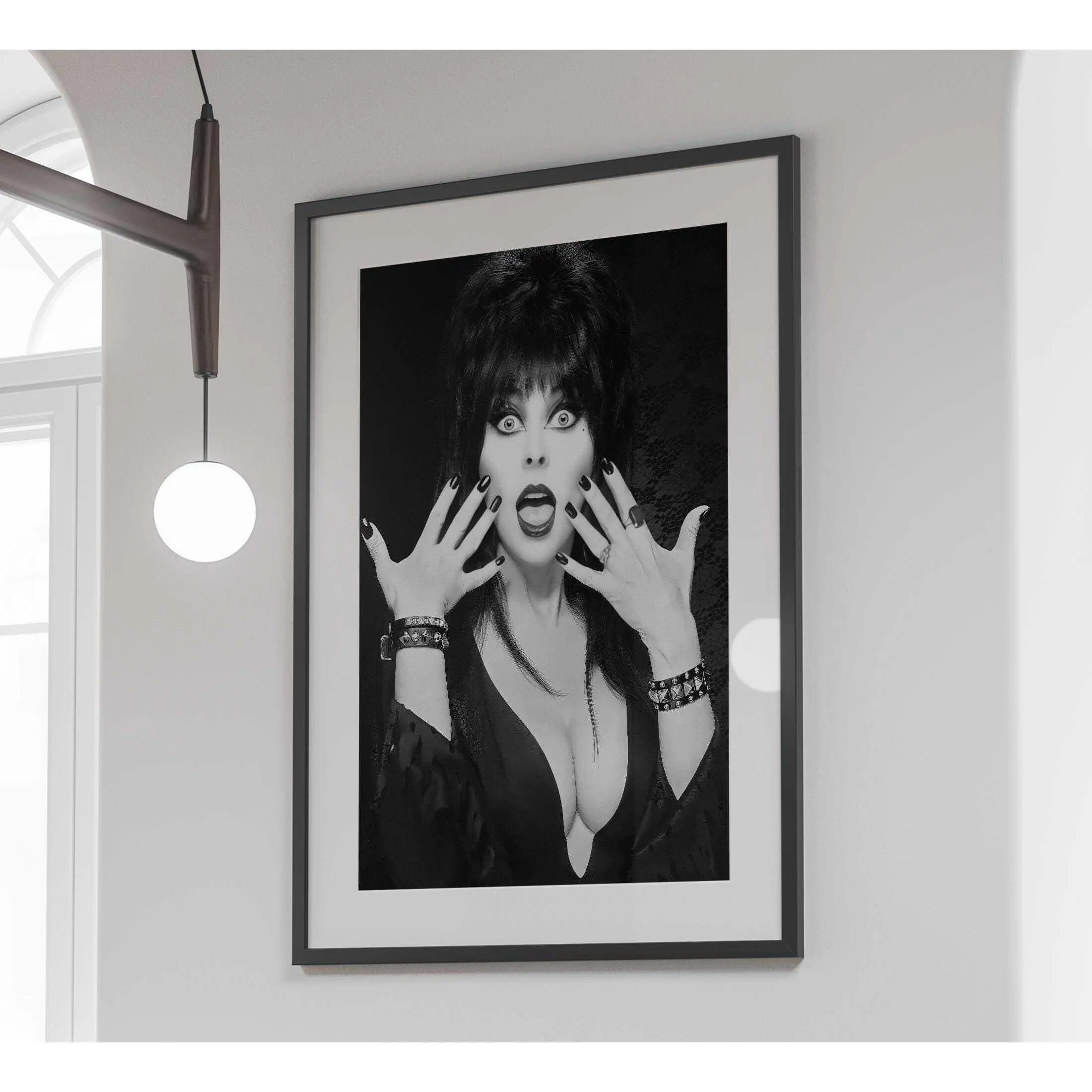 Elvira Poster, Funny Horror Print, Black And White, Printable Halloween Wall Art, Hypebeast Room Decor
