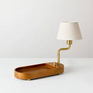 Swivel Accent Table Lamp with Mid Tone Wood Tray - Hearth & Hand with Magnolia