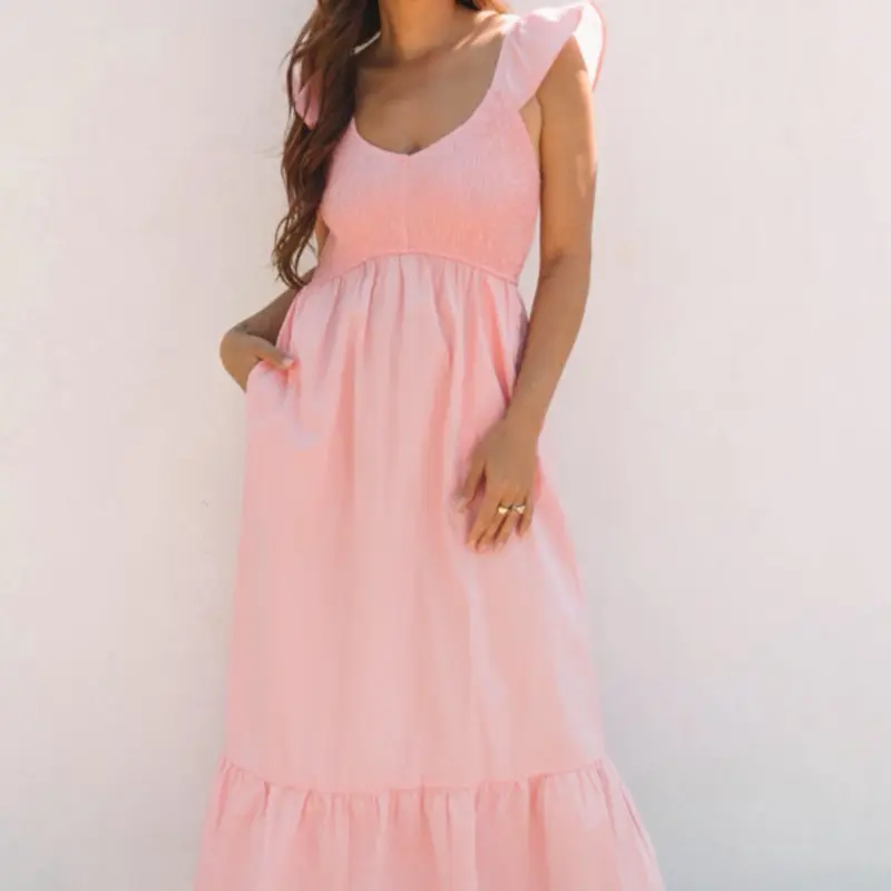 Blush Breeze Smocked Maxi Dress | Pink Cotton Maxi Dress