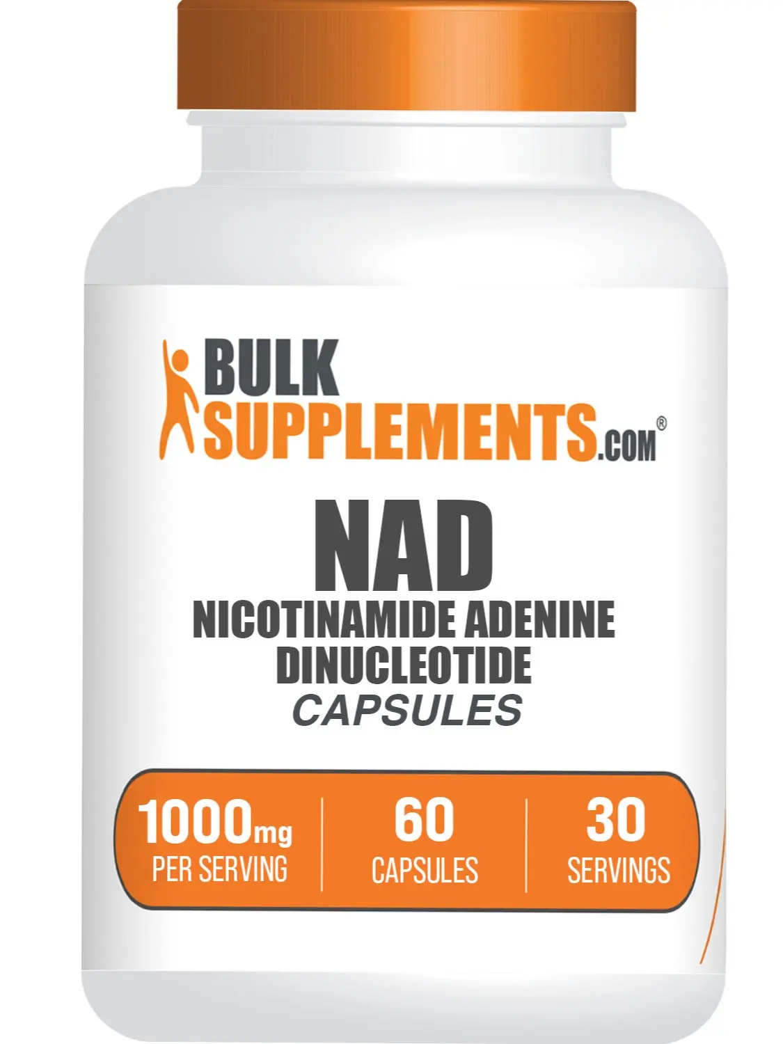 BulkSupplements.com NAD Capsules - Nicotinamide Adenine Dinucleotide, NAD Supplement - Gluten Free, 2 Capsules per Serving (1000mg), 30 Count