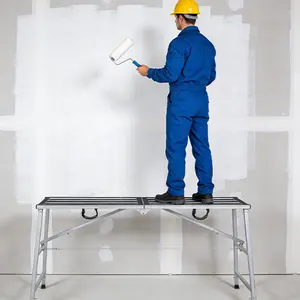 Scaffolding Platform 800LBS Folding Work Platform Height Adjustment 35-55"(H) Portable Steel Step Ladder Stool for Home Improvement, Drywall Painting, Maintenance at Height
