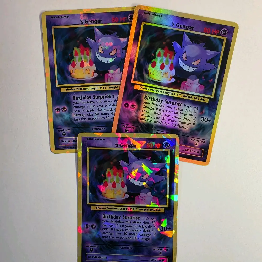 Happy Birthday Gengar Holographic Trading Card – Premium Artistic Alter (Rainbow, Bubble, & Shattered Glass Variations)