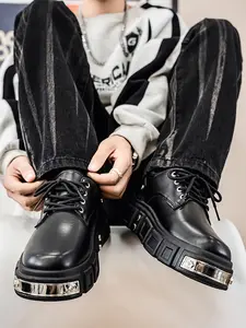 Men's Heavy Metal Platform Shoes, Thick Sole Punk Style, Rivet Design, Comfortable Lining, Outdoor Activities & Daily Wear, Flatform
