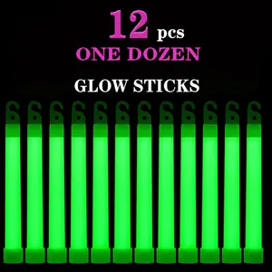 12 Bright Fluorescent Sticks (hook Style), 12-Hour Super Bright Glow, Ideal for Camping, Outdoor, Party, Wedding, Pe Material, No Batteries Needed