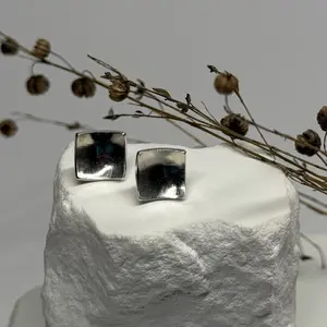 Caterwaul Studs - Decorative Earrings with Reflective Finish, Circular Design, Ideal for Fashion Accessories