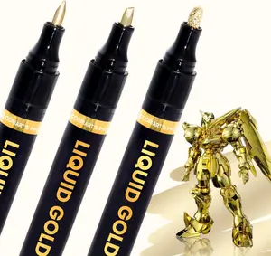 3PK Permanent Mirror Chrome Gold Markers – Metallic Gold Paint Pens for Metal, Plastic, Fabric, Jewelry, Model Painting, Touch-Up and Repair Kit, Set of 3 Tips (0.7mm, 1mm, 3mm)