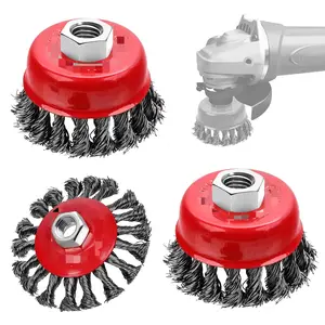 3 Pack Wire Wheel Brush for Angle Grinder, 4 Inch Angle Grinder Wire Wheel, Wire Wheels for 4 1/2 Angle Grinder -5/8 Inch Threaded Arbor ,0.02 Inch Carbon Steel Wire Brush for Angle Grinder