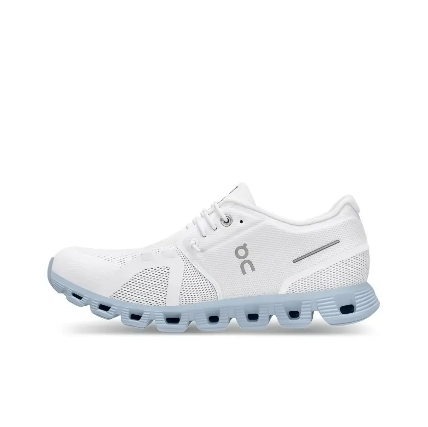 White Breathable Mesh Running Sneakers, Cloud Capsule Cushion Sole, Lightweight Shock Absorbing Athletic Shoes for Men Women