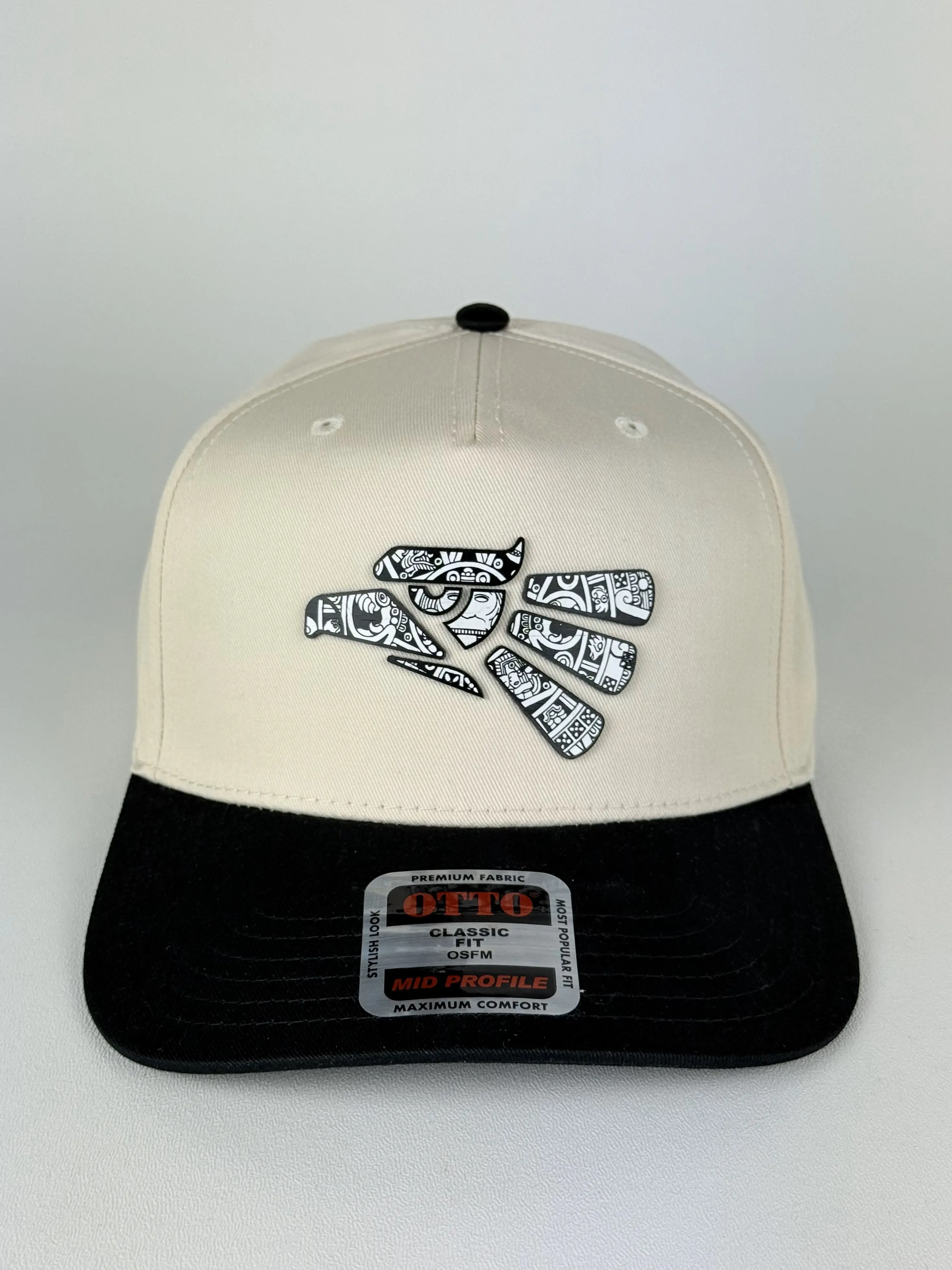 Aztec Eagle Hat – Black & White Acrylic Patch – Mexico Inspired – Otto Cap 5 Panel Snapback