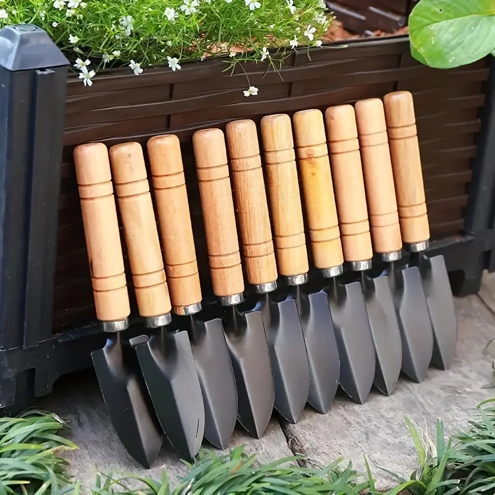 10/15-Piece Mini Trowels Set Pack with Wooden Handle, Narrow Blade Planting Tools, Heavy-Duty Garden Hand Shovel for Flower Beds, Bonsai Potted Plants
