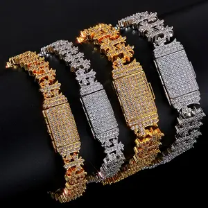 Luxury 8MM Cross Bracelet Hip Hop Style Iced Moissanite Diamond Brass Hand-Set Moissanite Fashionable Charm Jewelry for Men Women