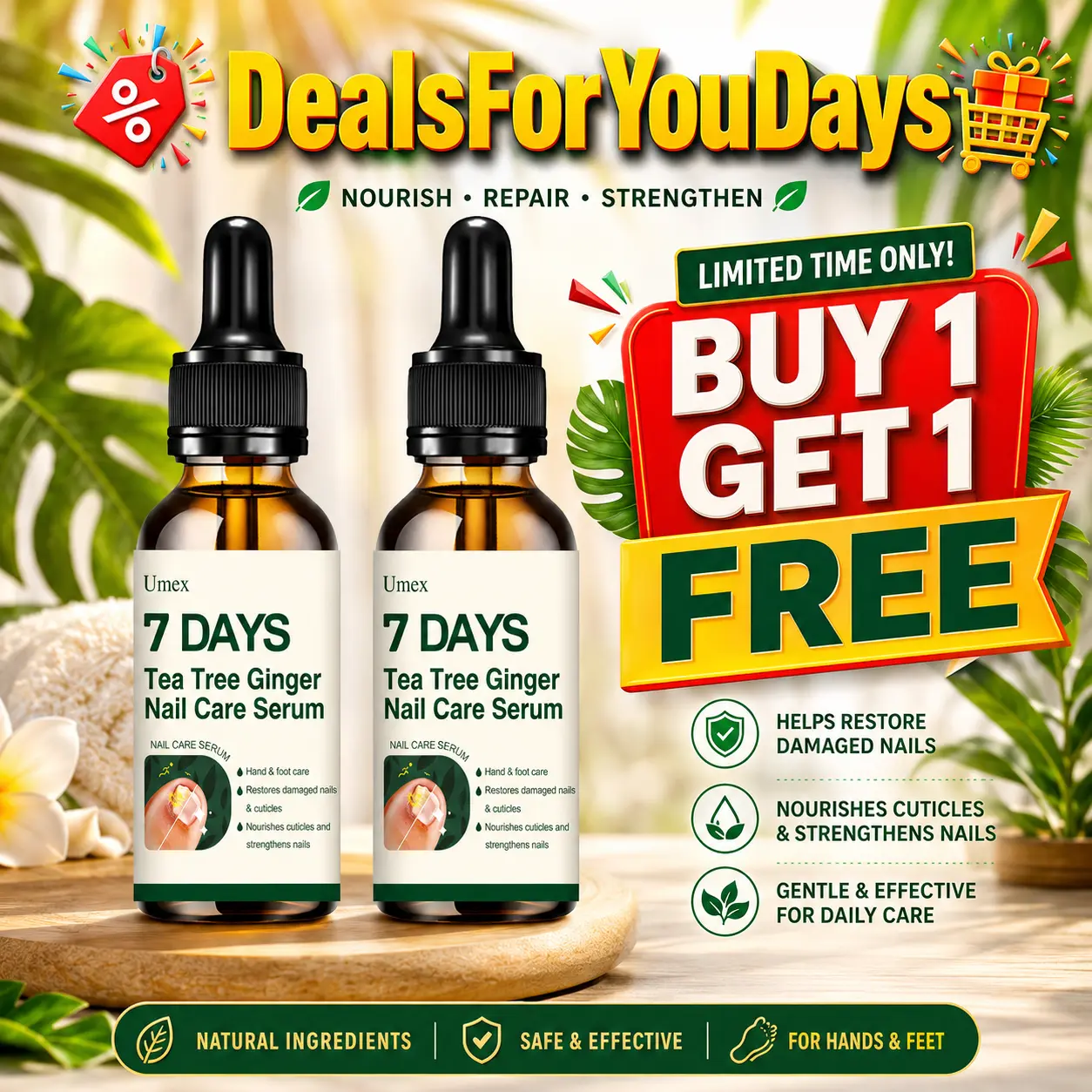 【Buy 1 Get 1 Free】Umex Toenail Fungus Treatment Extra Strength ,Antifungal Solution ,Triple Action Formula for Damaged Nails, Summervibes Multi-Purpose Nail Repair,1 Fl Oz Manicure Therapy