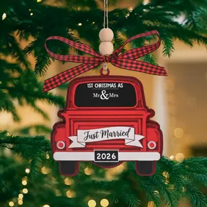 Wedding Gifts - Mr and Mrs Gifts - Wedding Gift for Couples 2026, Bride, Future Mr and Mrs - Bridal Shower Bride Gift for Married Newlywed - Wood First Christmas Married Ornament 2026