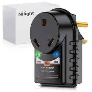 Nilight 30 Amp RV Surge Protector 125V/3750W Adapter Plug with LED Indicator 30amp 1050 Joules 22500A Max Spike ETL Listed TT-30P TT-30R Power Guard for Camper Trailer