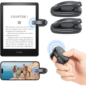 [2 Clips] Page Turner for Kindle Paperwhite: Kindle Remote Page Turner, Finger Ring Kindle Clicker Page Turner for iPad Android Tablets Reading Novels/Comics, Phone Camera Control Triggers(Black)
