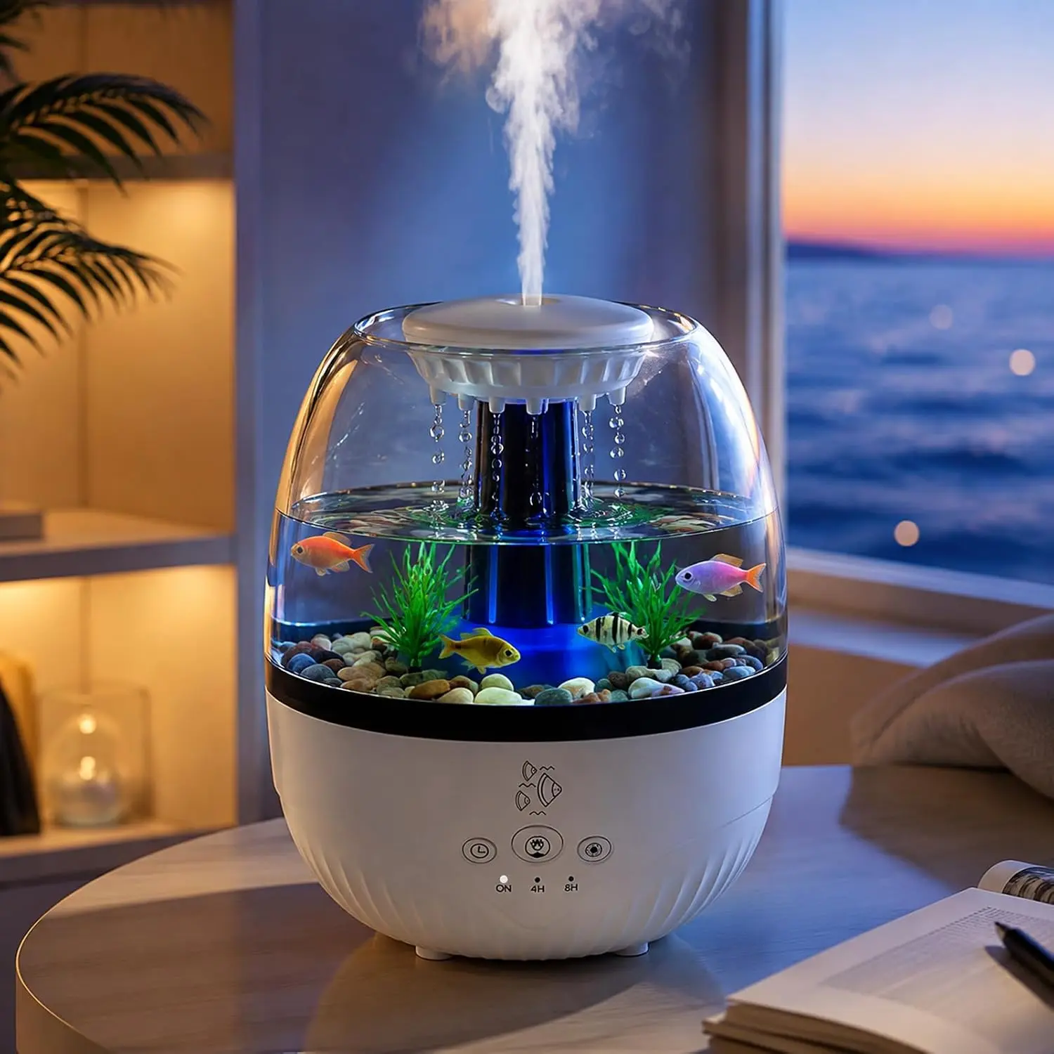 2026 Fish-Tank-Inspired Raindrop Aromatherapy Diffuser (350ml) - Timer Function, 7-Color Ambient Lighting, Automatic Shut-Off, Ultra-Quiet Operation, Diffuser for Home, Ideal Gift for Loved Ones