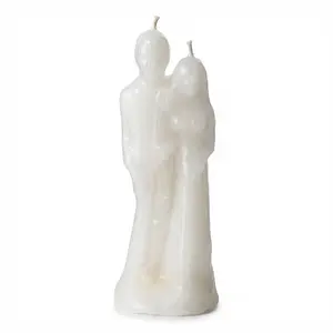 Marriage Figure Candle White Bride Groom 6 Inch