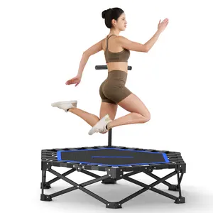 HXD-ERGO Mini Trampoline for Adults with Bar workout equipment Max Load 460lbs Easy to assemble home gym equipment with Adjustable Foam Handle