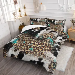 3-Piece Abstract Leopard Print Quilt Set, Includes 1 Blanket and Pillowcases (coreless), Soft Comfortable, Artistic Fashion, Home Decor, Soft Bedding Sets