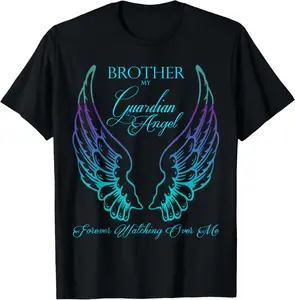 Brother Guardian Angel Tee - Memorial Gift Summer Casual Shortsleeve Cotton T-Shirt