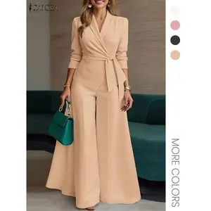 Women’s business casual suit set, solid color tie design, perfect for office and everyday wear, fashionable women’s clothing GARMENTARY