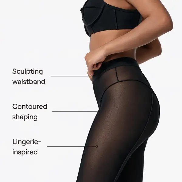 BetterMe Leggings Women - Sculpting High-Waist Activewear with Semi-Sheer Mesh Panels, Contouring Seams, Do Not Iron for Yoga, Fitness