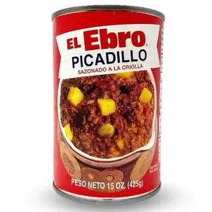 El Ebro Authentic Cuban Style Seasoned Picadillo Beef Hash, 15 Oz - Delicious, Easy-to-Prepare Heat-and-Serve Instant Meal with Criollo Garlic, Onion Seasoning, White Rice, Fried Plantains, Sweet-and-Salty Contrast Canned Pantry Food